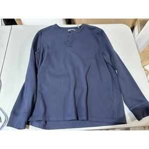 Geoffrey Beene Mens Super Soft Long Sleeve Henley Shirt XL Navy